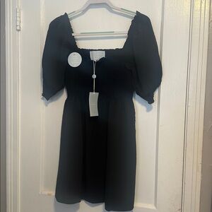 NWT Hill House Athena Nap Dress in Black Crepe Size Large